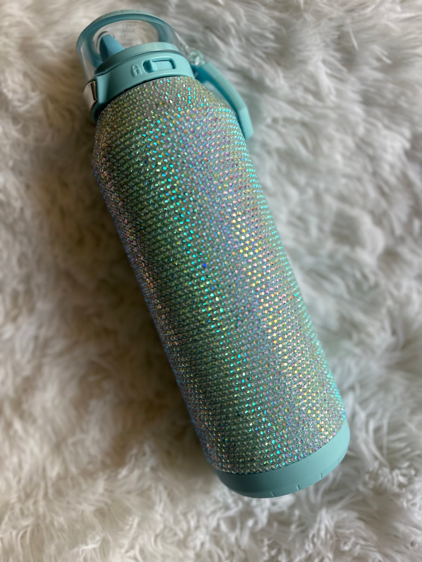 Light Blue AB Rhinestone Stainless Steel Water Bottle