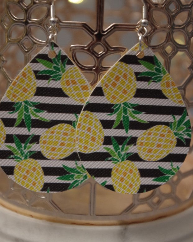 Pineapple and Stripes Teardrop Earrings